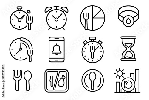 Icons fasting divider reminder meal hunger tracker zero ring vector alarm icon