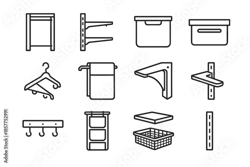 Icon corner lightweight lid bin drawer tray sliding vector closet single modular