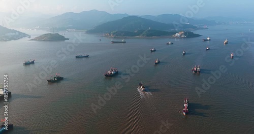 Ningbo Xiangshan Harbor Fishing Fleet - Aerial Sunrise Photograph