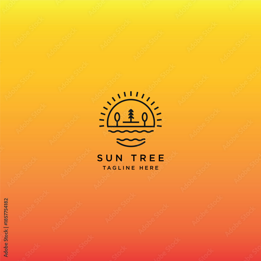 Fototapeta premium Tree and Sun Design Logo Template