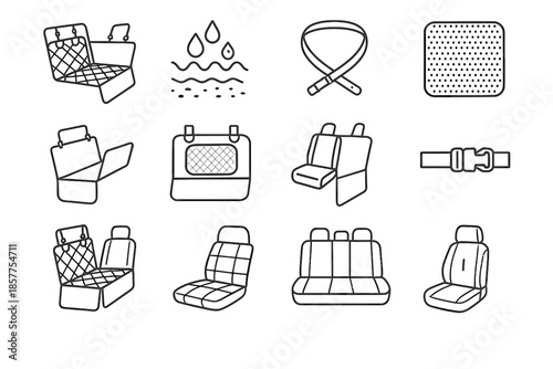 Window headrest vector flap pet buckle waterproof seat access layer icon car