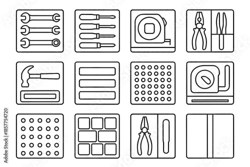 Label grip icons tool divider icon vector insert drawer screwdriver measuring layout