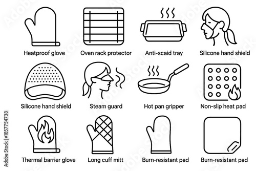 Mitt holder hot vector glove heat safety hand icon pot pad cooking