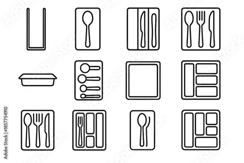 Tray section storage drawer slot vector spoon deep measuring icon cutlery