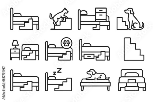 Icon view beside tall to use pet stairs steps vector nightstand