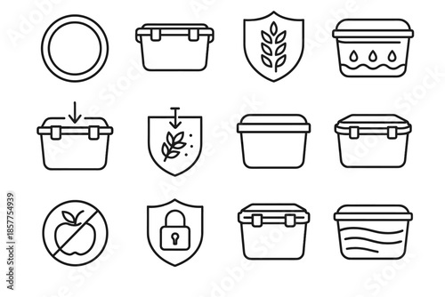 Vector weatherproof layout airtight container illustration moisture box rubber lock icon lid