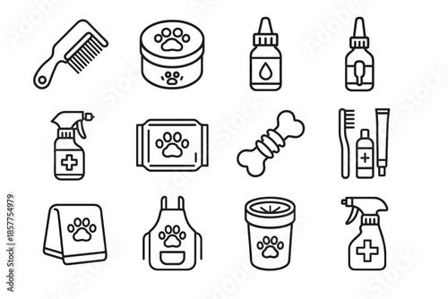 Essentials vector dental balm care apron pet paste icon eye antiseptic paw