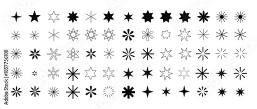 black icons stars set of 65, rating star icon, star vector collection, modern simple stars, and vector illustration for customer reviews, quality ranking, favorite bookmarks, and product evaluation sy