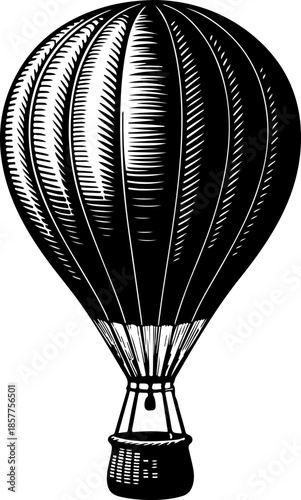 Vintage hot air balloon silhouette vector illustration