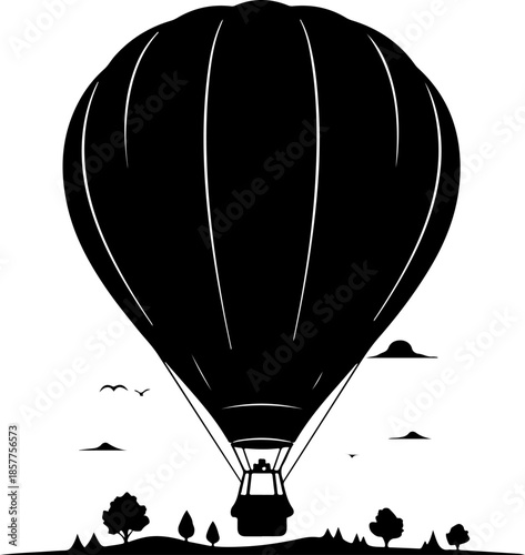 Vintage hot air balloon silhouette vector illustration