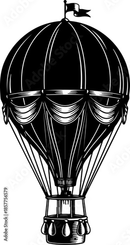 Vintage hot air balloon silhouette vector illustration