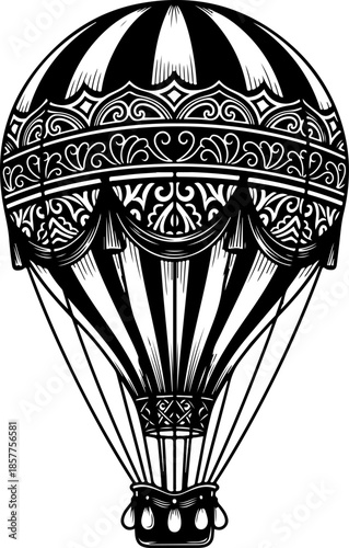 Vintage hot air balloon silhouette vector illustration