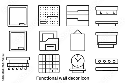 Functional grid holder message clock decor hook icon vector key foldable mail