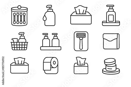 Bottle extra vector refill dispenser tissue cotton case icon modern pouch