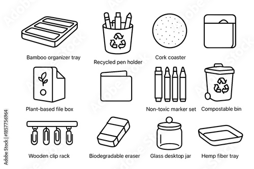 Reusable file icon coaster organizer tie clip vector friendly biodegradable desk eco