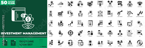 Investment Management Duotone Editable Icons set