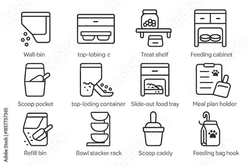 Holder vector icons meal feeding bin hook treat station wall icon cabinet