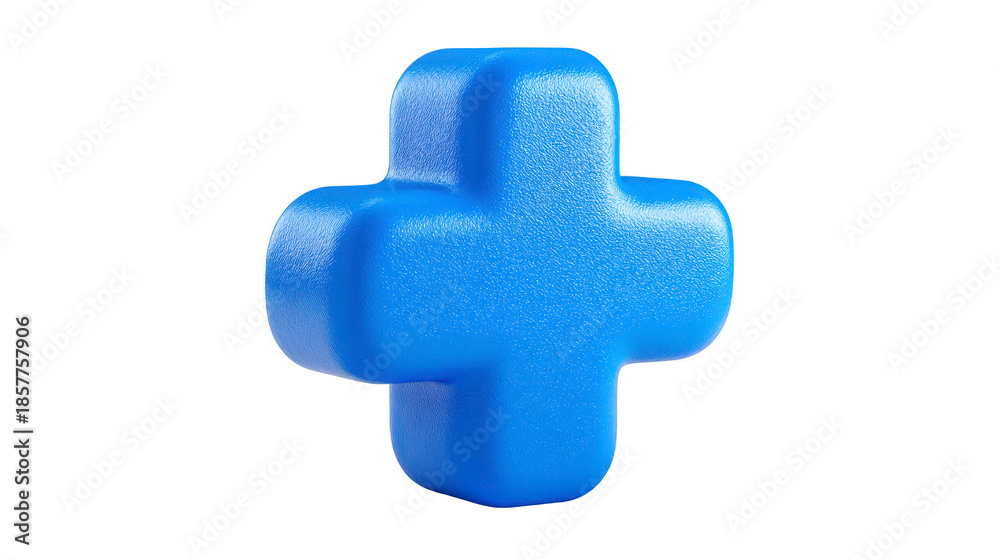 Fototapeta premium Blue medical cross 3D symbol isolated on transparent background representing healthcare emergency hospital or pharmacy with modern and clean design