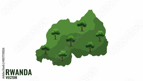 Rwanda's verdant landscape illustration showcasing its natural beauty and commitment to green