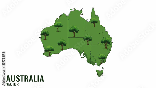 Verdant Australian landscape illustration showcasing continental ecological representation with
