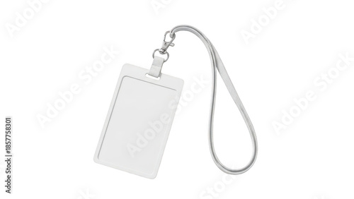White id card holder with lanyard isolated on transparent background
