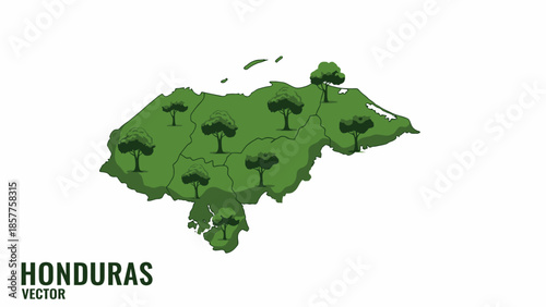 Vibrant green Honduras country map depicting rich forestry and environmental resources vector