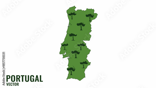 Portugal vector map illustrating natural landscapes and geographic boundaries for travel and