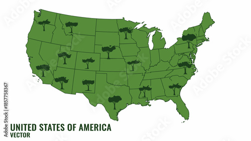 Sustainable American Landscape Vector Illustrating Environmental Focus and Tree Presence Across