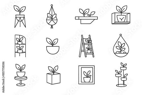 Rotating stand geometric vector rack icon shelf plant terrarium modern hanging