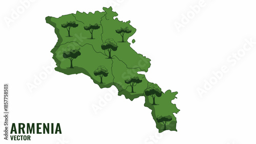 Green Armenia Map Illustration Showcasing Natural Beauty and Tree Conservation Effort