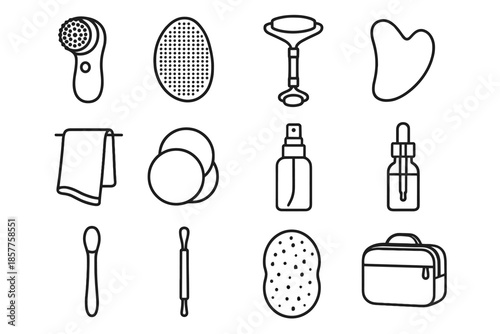 Sha soft icons dropper spray cotton daily stone travel vector silicone skincare