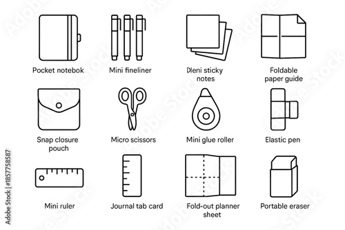 Paper journal icon tab guide kit vector journaling roller mini glue compact