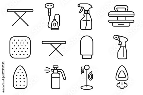 Rest ironing board cord vector tools pad steam bottle travel icons icon
