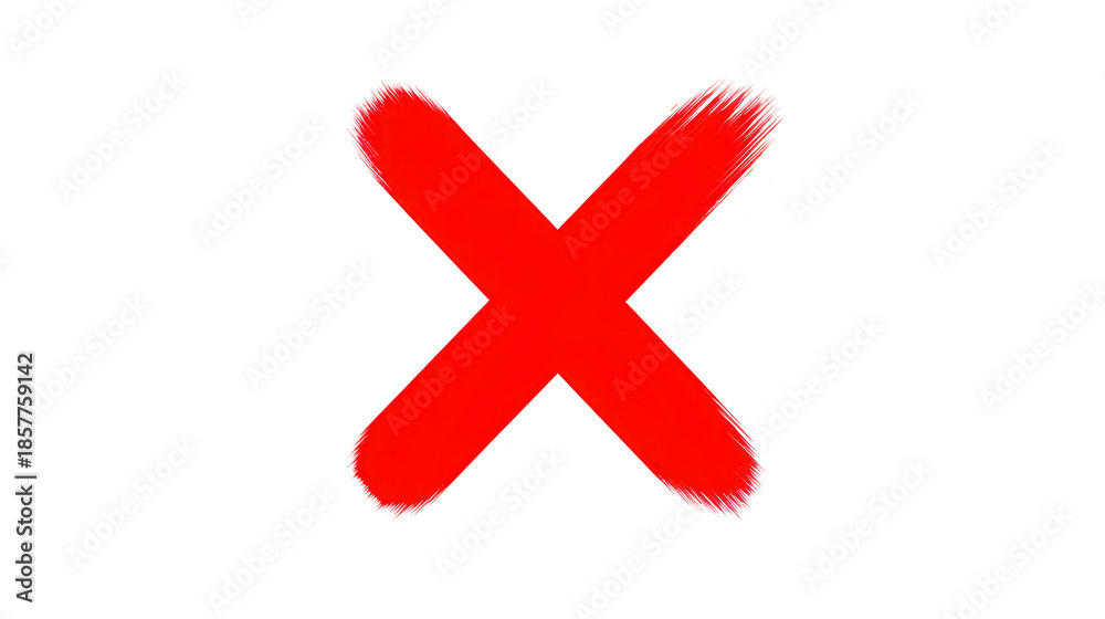 Obraz premium Red painted cross bold brushstroke isolated on transparent background symbolizing error mistake rejection or prohibition with strong and expressive artistic style