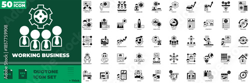 Working Business Duotone Editable Icons set