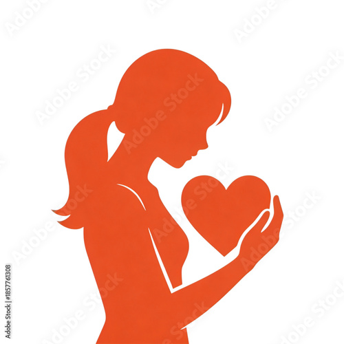 Daughter and Heart Symbol on White