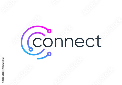 circle letter C global connect logo. network signal technology connectivity symbol icon vector design