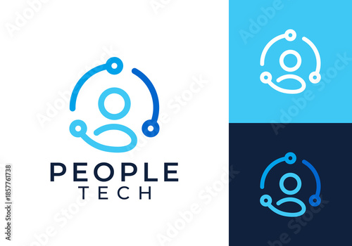 tech global people logo. community human vector design template