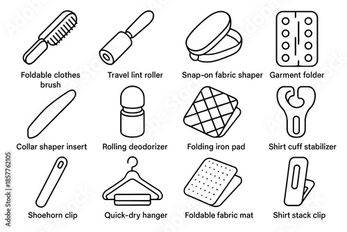 Pad vector portable roller shaper folder tools garment foldable icon lint collar