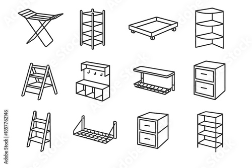 Icon vector storage shelf desktop utility corner multipurpose home freestanding kitchen bathroom