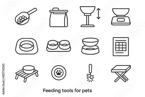 Scoop brush bowl smart icon base tray chart vector feeding icons pet
