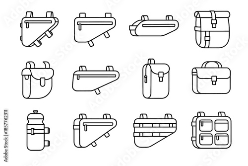 Bike urban vector detail carry icon pack storage durable nylon side sack