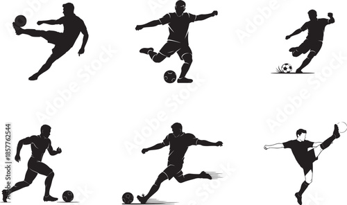 Soccer Players Silhouettes isolated on transparent background
