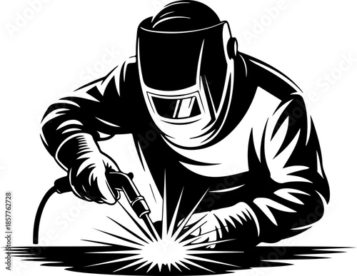 Welders at Work silhouette vector illustration