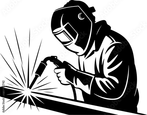 Welders at Work silhouette vector illustration