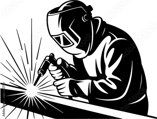 Welders at Work silhouette vector illustration