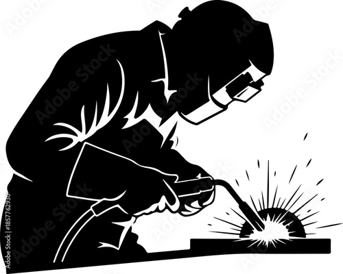 Welders at Work silhouette vector illustration