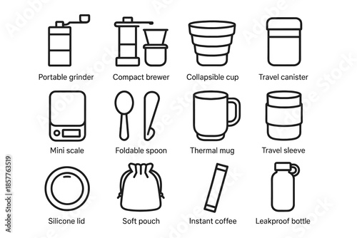 Travel bottle leakproof sleeve foldable grinder icon kit canister silicone spoon coffee