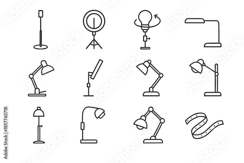 Lamp arm bar icon lighting telescoping vector swivel base desk post adjustable