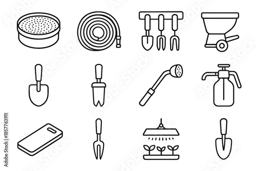 Sprouter vector icon retractable folding wand gardening hose seed light compact indoor